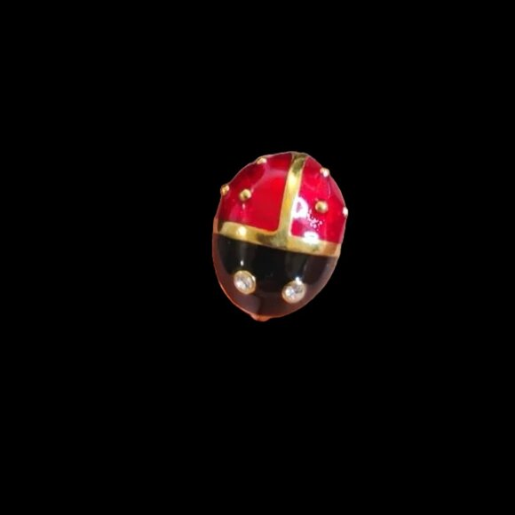 Vintage Signed Joan Rivers Gold Tone & Crystal Lady Bug Pin - Picture 1 of 6